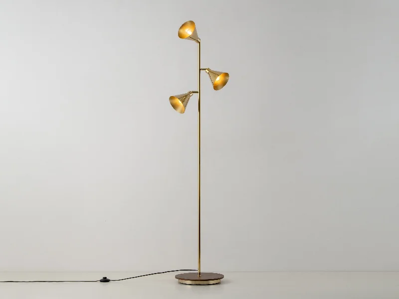 Brass cone floor lamp