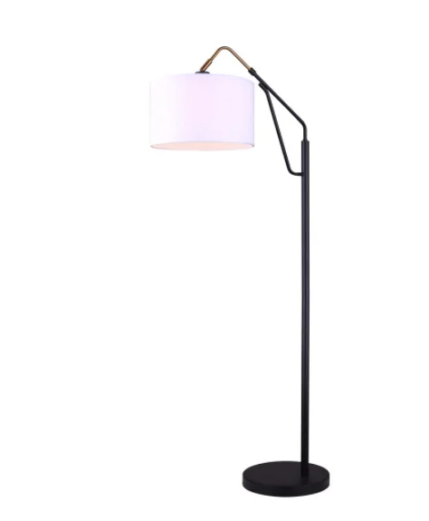 Canarm IFL1024A62BKG Winston Floor Lamp in Matte Black With Drum Shade