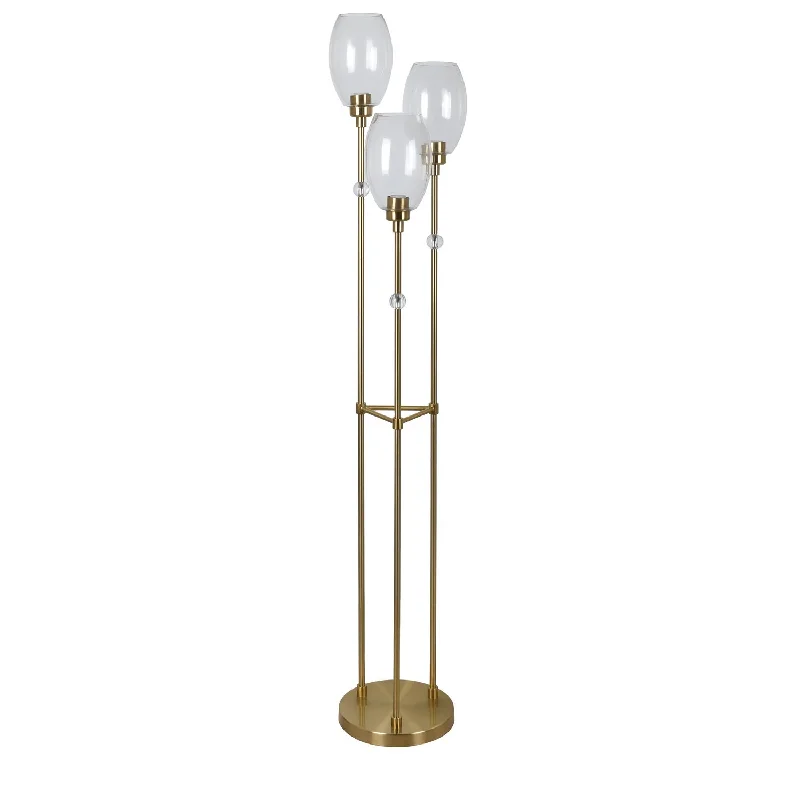 Crestview Collection CVAER1538 Whitlock Modern Triple Light Floor Lamp in Gold