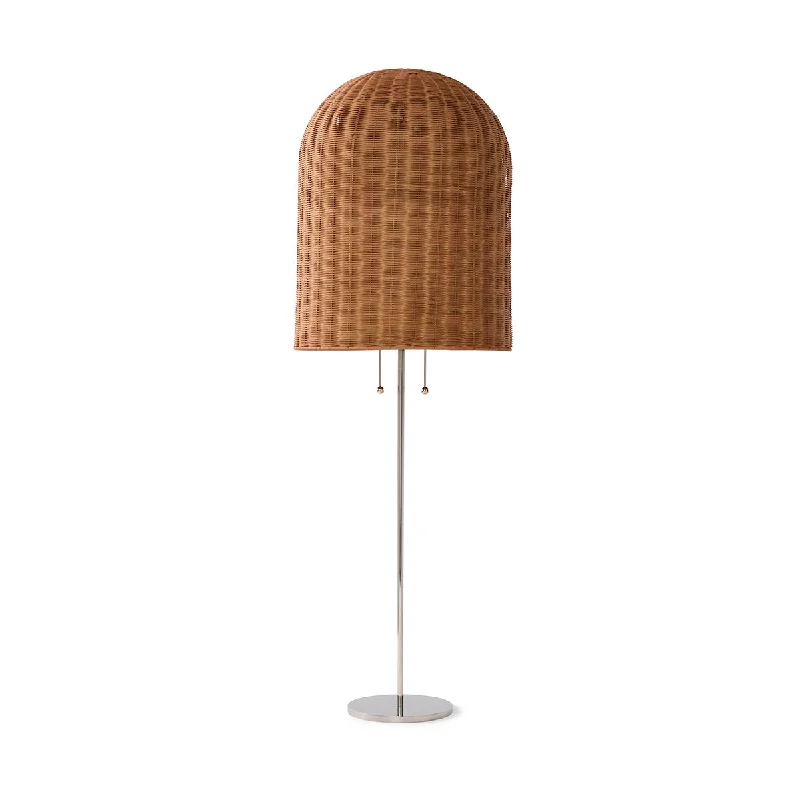 Bell Floor Lamp (Chrome / Natural Rattan)