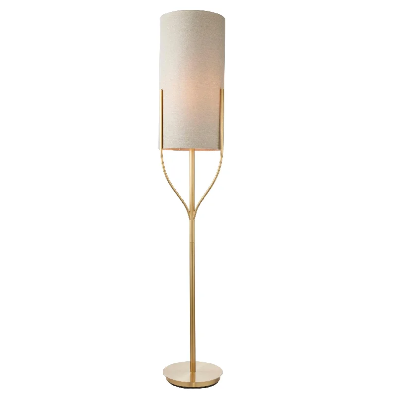 Fraser Brass Floor Lamp With Natural Linen Shade