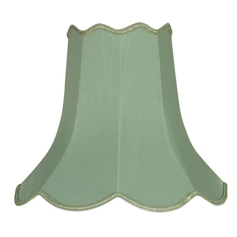 Oaks Lighting 16" Scalloped Green Faux Silk Lamp Shade