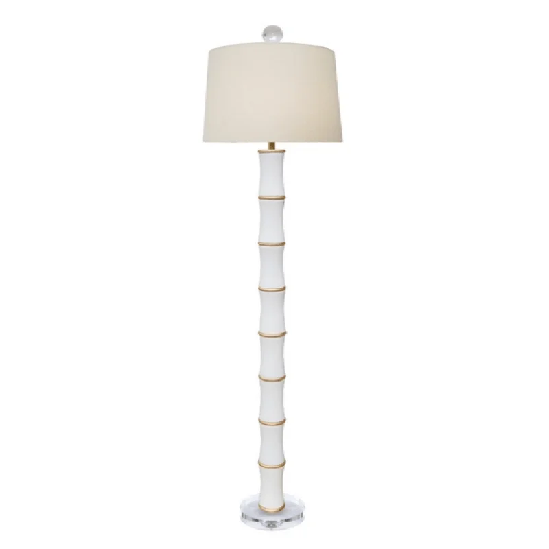 Porcelain White Floor Lamp w/ Crystal Base