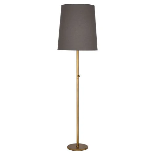 Aged Brass Finish Smoke Gray Fabric Shade