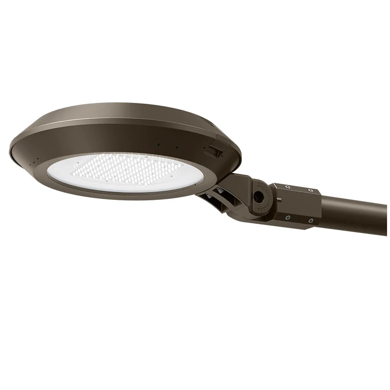 Post Disk Light With Slip Fitter, 9000 Lumens, 18W/30W/45W/60W Selectable, 120-277V, CCT Selectable 3000K/4000K/5000K, Bronze Finish