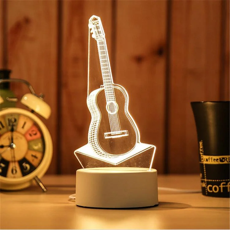 Whimsical 3D LED Night Lights Collection - Guitar