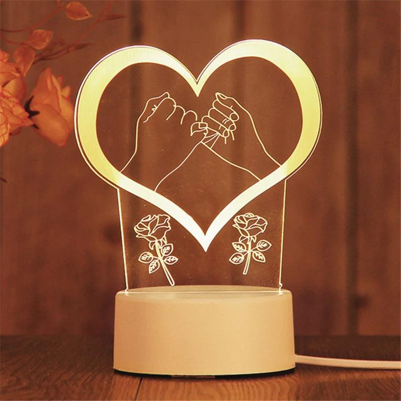 Whimsical 3D LED Night Lights Collection - Hand in Hand