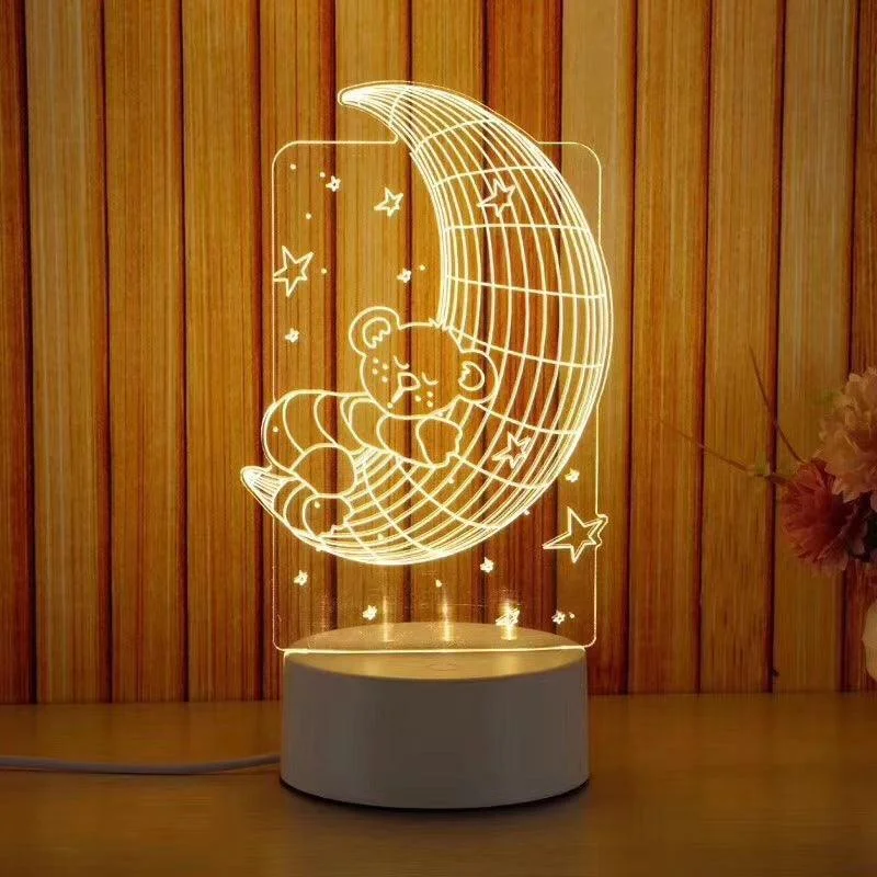 Whimsical 3D LED Night Lights Collection - Moon bear