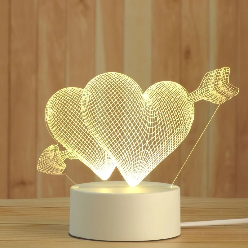 Whimsical 3D LED Night Lights Collection - One arrow pierces the heart